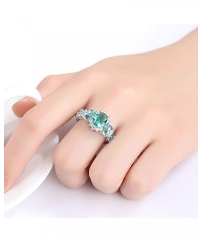 925 Sterling Silver Plated Created Sapphire Quartz&Topaz Cluster Women Band Ring Green-2 US9 $3.84 Rings