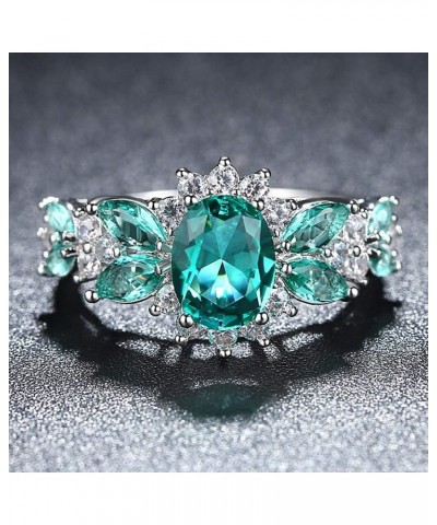 925 Sterling Silver Plated Created Sapphire Quartz&Topaz Cluster Women Band Ring Green-2 US9 $3.84 Rings