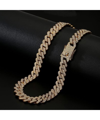 Mens Cuban Link Chain 18k Gold Silver Miami Cuban Necklace Cuban Chain 18/20/24inch Bling Diamond Iced Out Hip Hop Jewelry fo...