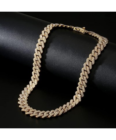 Mens Cuban Link Chain 18k Gold Silver Miami Cuban Necklace Cuban Chain 18/20/24inch Bling Diamond Iced Out Hip Hop Jewelry fo...