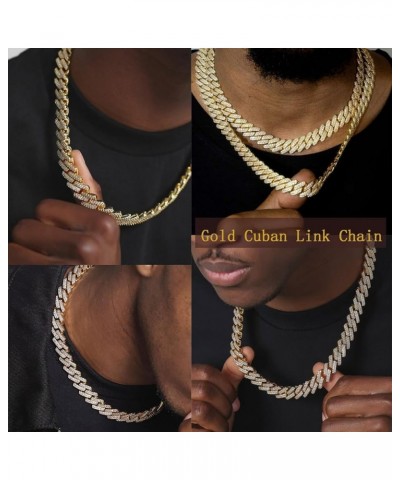 Mens Cuban Link Chain 18k Gold Silver Miami Cuban Necklace Cuban Chain 18/20/24inch Bling Diamond Iced Out Hip Hop Jewelry fo...