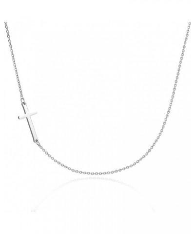 Sideways Cross Necklace for Women Gold Silver Cross Choker for Girls Dainty Y2K Jewelry silver $6.59 Necklaces