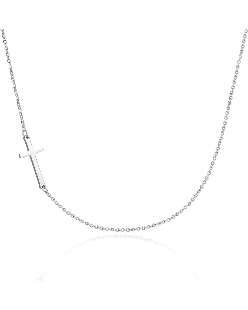 Sideways Cross Necklace for Women Gold Silver Cross Choker for Girls Dainty Y2K Jewelry silver $6.59 Necklaces