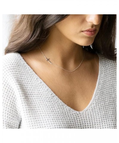 Sideways Cross Necklace for Women Gold Silver Cross Choker for Girls Dainty Y2K Jewelry silver $6.59 Necklaces