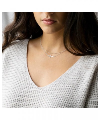 Sideways Cross Necklace for Women Gold Silver Cross Choker for Girls Dainty Y2K Jewelry silver $6.59 Necklaces