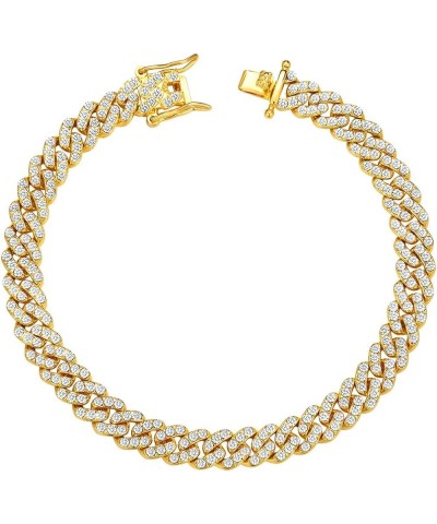 Cuban Link Anklets for Women Plus Size Large Ankle Bracelets Gold Silver Rhinestone Diamond Bling Anklets Women 9 10 inch 9mm...