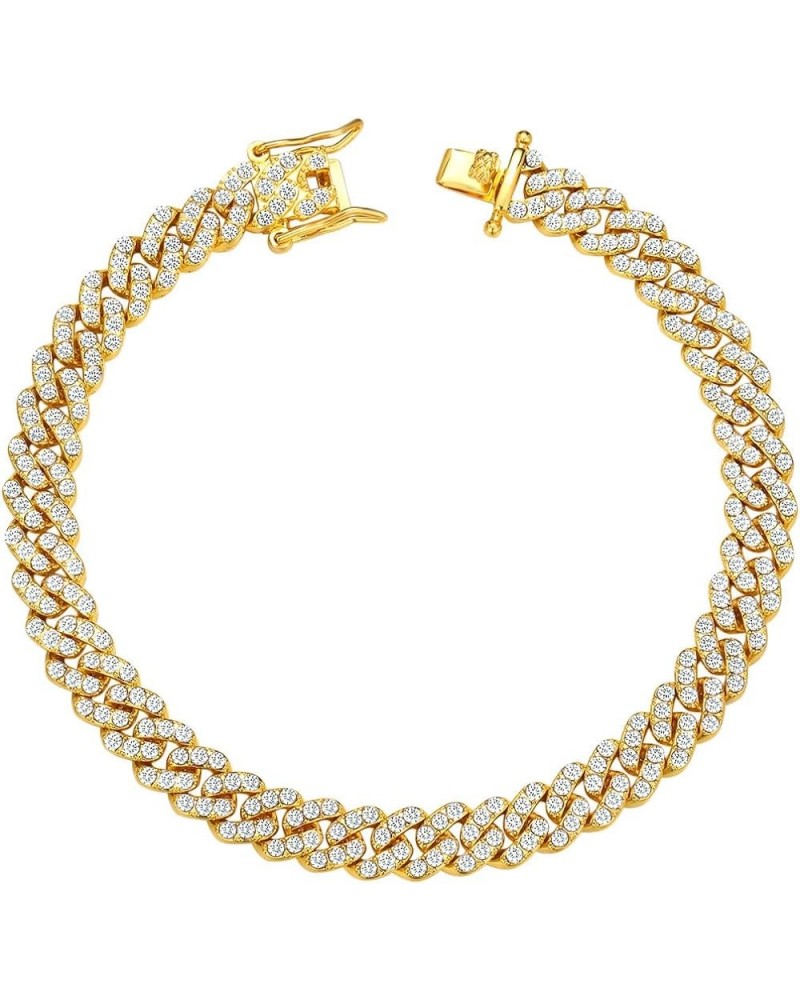 Cuban Link Anklets for Women Plus Size Large Ankle Bracelets Gold Silver Rhinestone Diamond Bling Anklets Women 9 10 inch 9mm...