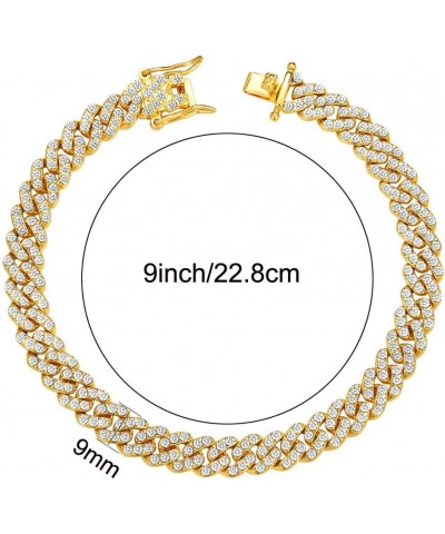 Cuban Link Anklets for Women Plus Size Large Ankle Bracelets Gold Silver Rhinestone Diamond Bling Anklets Women 9 10 inch 9mm...