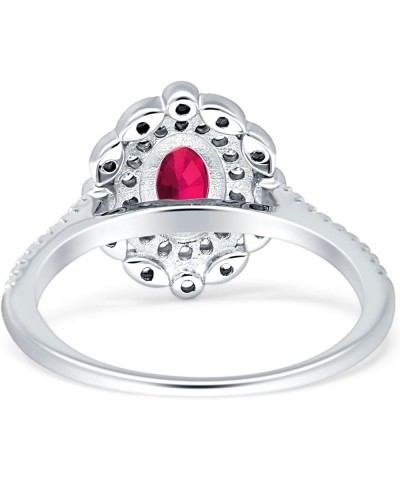 Floral Art Deco Oval Shape Vintage Style Halo Wedding Engagement Ring Cubic Zirconia 925 Sterling Silver Simulated Ruby $13.9...