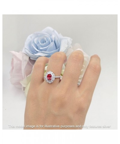 Floral Art Deco Oval Shape Vintage Style Halo Wedding Engagement Ring Cubic Zirconia 925 Sterling Silver Simulated Ruby $13.9...