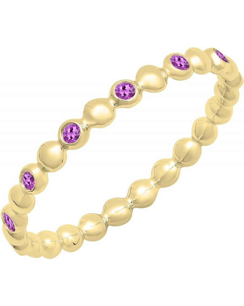 Round Gemstone Beaded Ladies Wedding Band | Available in 10K/14K/18K Gold amethyst in 10K yellow gold $100.74 Bracelets