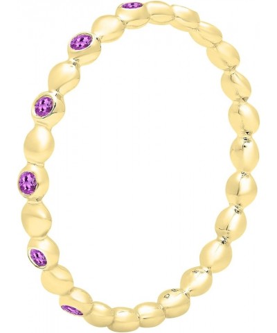 Round Gemstone Beaded Ladies Wedding Band | Available in 10K/14K/18K Gold amethyst in 10K yellow gold $100.74 Bracelets