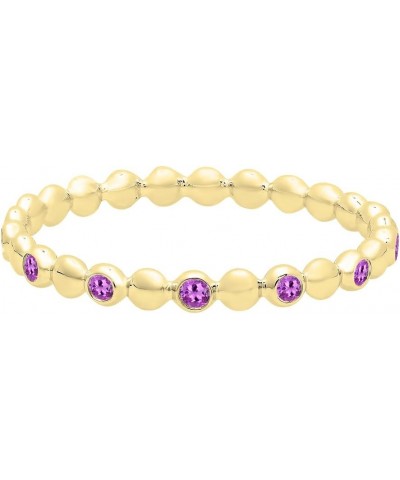 Round Gemstone Beaded Ladies Wedding Band | Available in 10K/14K/18K Gold amethyst in 10K yellow gold $100.74 Bracelets