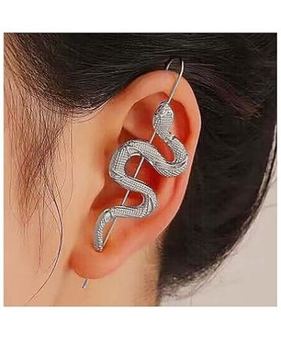 Punk Snake Crawler Hook Earring Gold Snake Edgy Ear Pin Earring Textured Snake Ear Hook Earring Viper Snake Ear Cuff Hook Ear...