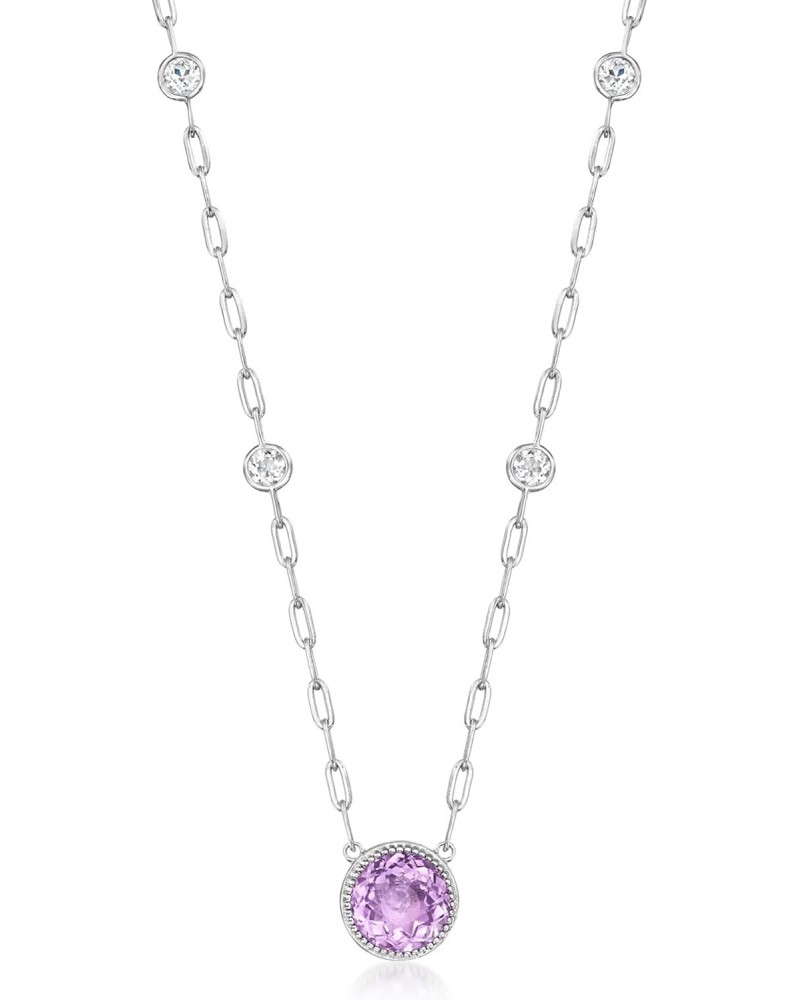 3.90 Carat Amethyst Paper Clip Link Necklace With 1.80 ct. t.w. White Topaz in Sterling Silver. 16 inches $76.38 Necklaces