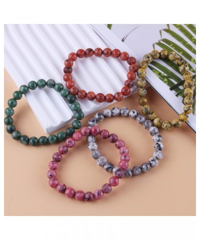 5PCS 8mm Semi-Precious Gemstone Bracelet for Women Men Reiki Healing Crystal Beaded Bracelets Stretch Round Beaded Bracelet U...