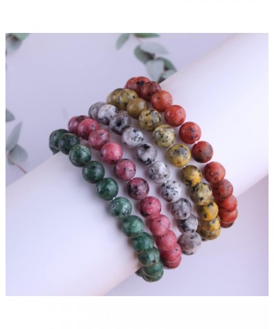 5PCS 8mm Semi-Precious Gemstone Bracelet for Women Men Reiki Healing Crystal Beaded Bracelets Stretch Round Beaded Bracelet U...