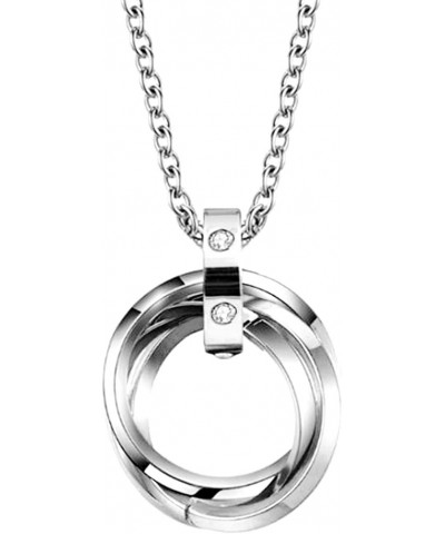 Stainless Steel Three Interlocking Braided Circles Pendant Necklace Silver $8.39 Necklaces