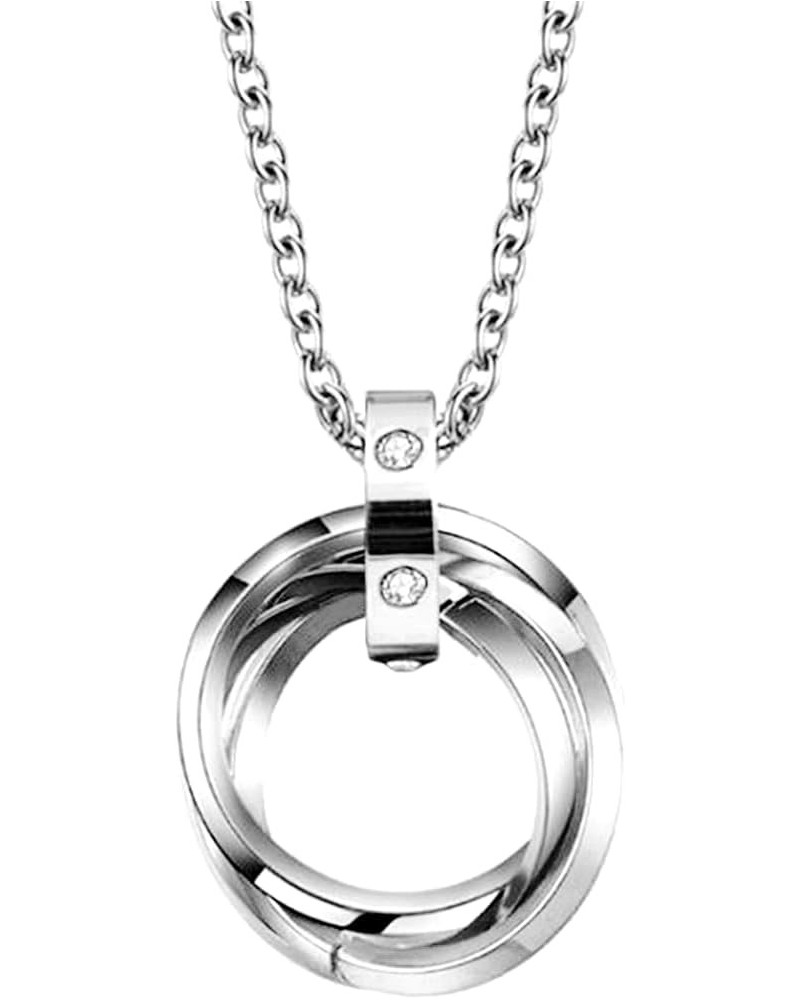 Stainless Steel Three Interlocking Braided Circles Pendant Necklace Silver $8.39 Necklaces