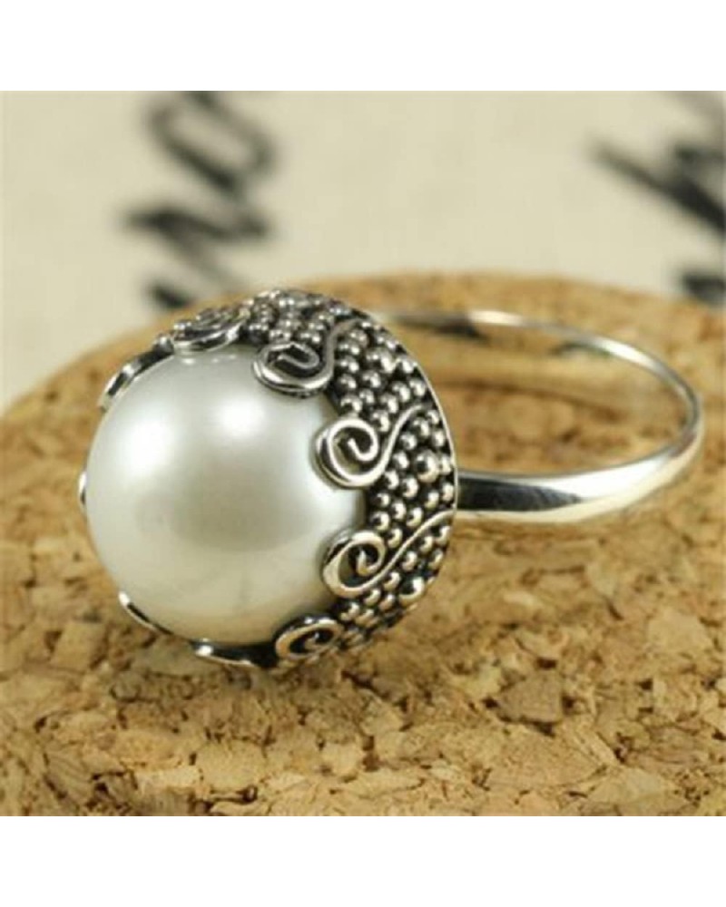 925 Sterling Silver Retro Tentacle Pearl Ring Handmade Polishing Exquisite Shiny Trinket Creative Unique Novel Design Harmoni...