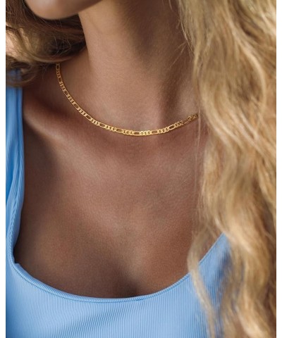 Dainty Gold Choker Necklace for Women 14K Gold Plated Coin Disc Figaro Layered Beaded Flat Mariner Sideways Cross Wishbone Li...