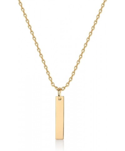 14K Gold Plated Necklace for Women l Oval, Bar, Disc, Dog Tag Pendants Yellow Gold Bar $10.59 Necklaces