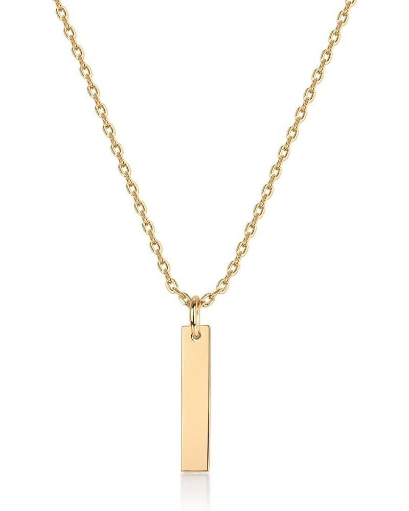 14K Gold Plated Necklace for Women l Oval, Bar, Disc, Dog Tag Pendants Yellow Gold Bar $10.59 Necklaces