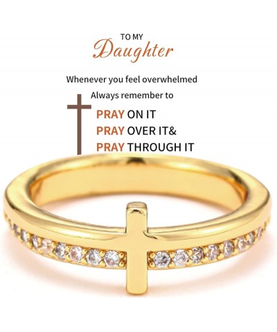 To My Daughter/Granddaughter Cross Ring Pray Throuhgh It Cross Ring for Daughter/Granddaughter,Stackable Cubic Zirconia Cross...