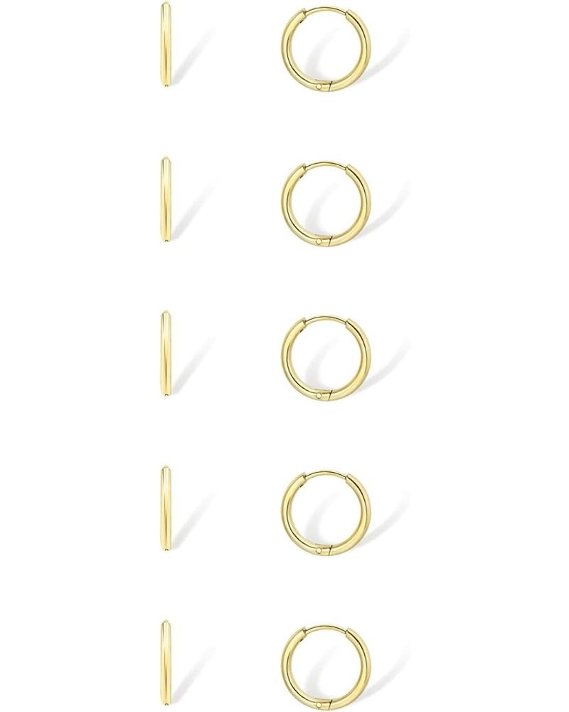 Dainty Small Gold Hoop Earrings for Women Set: 5 Pairs Lightweight 14K Gold Minimalist Huggie Hoop Earrings Cartilage Hoop Ea...