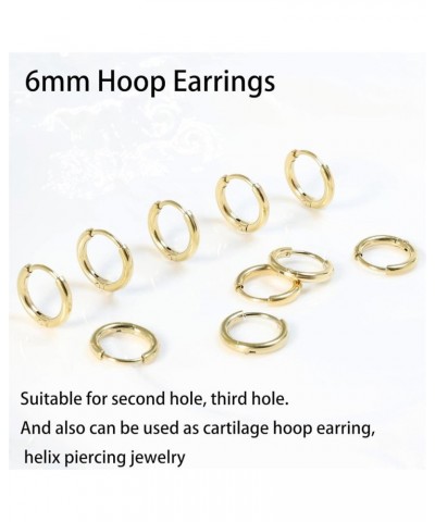 Dainty Small Gold Hoop Earrings for Women Set: 5 Pairs Lightweight 14K Gold Minimalist Huggie Hoop Earrings Cartilage Hoop Ea...