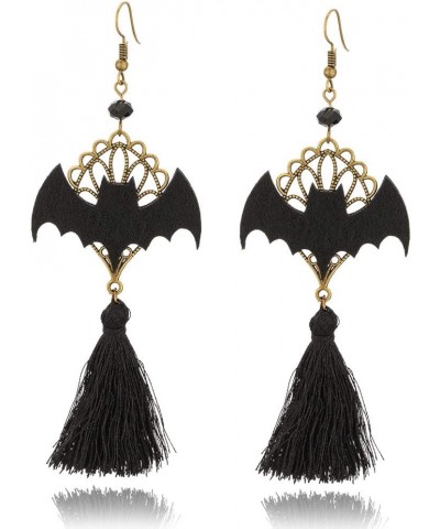 Punk Gothic Lolita Retro Jewelry Halloween Party Black Bat Tassel Earrings for Women Girl Cosplay $6.04 Earrings