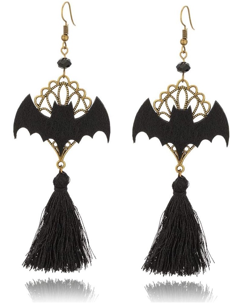 Punk Gothic Lolita Retro Jewelry Halloween Party Black Bat Tassel Earrings for Women Girl Cosplay $6.04 Earrings