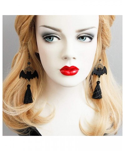 Punk Gothic Lolita Retro Jewelry Halloween Party Black Bat Tassel Earrings for Women Girl Cosplay $6.04 Earrings