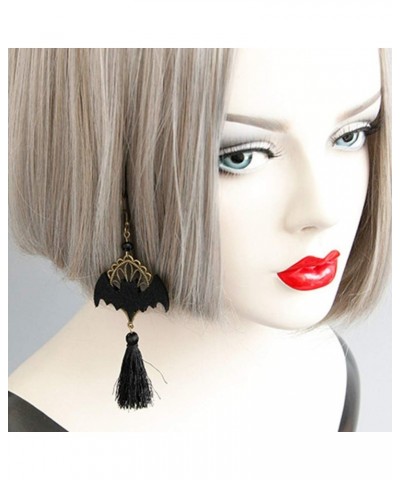 Punk Gothic Lolita Retro Jewelry Halloween Party Black Bat Tassel Earrings for Women Girl Cosplay $6.04 Earrings