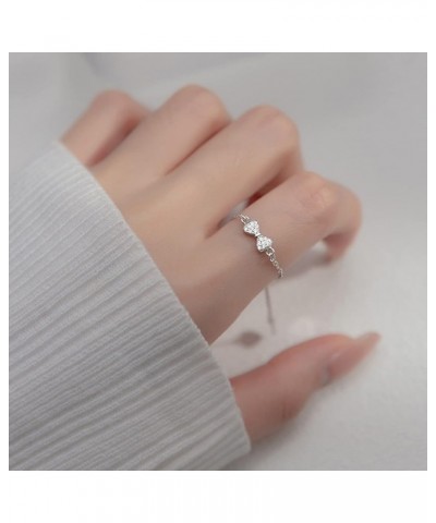 925 Sterling Silver Rings For Women Girls, Adjustable Tassel Chain Dangle Charm Fashion Forefinger Ring Coloured Glaze Love H...