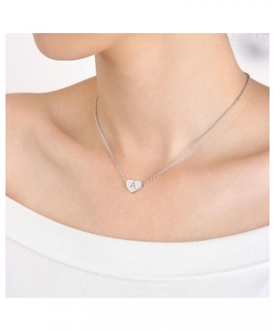 Heart and Disc Letter necklaces for Women Initial Pendant Necklace for Girls Silver A-Heart+Disc-Silver-Silver $8.09 Necklaces