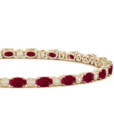 Natural Ruby Tennis Bracelet for Women, Girls in 14K Solid Gold | July Birthstone Jewelry Gift for Her | Wedding Anniversary ...