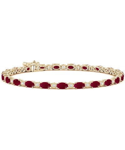 Natural Ruby Tennis Bracelet for Women, Girls in 14K Solid Gold | July Birthstone Jewelry Gift for Her | Wedding Anniversary ...