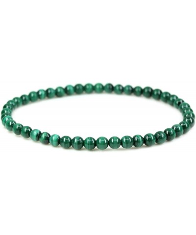 4mm Natural Round Beads Gemstones Rock Crystal Stretch Bracelet 7 Inch Unisex Green Malachite $7.31 Bracelets