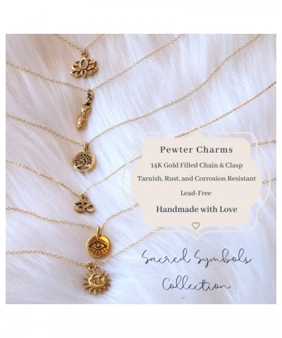 Spiritual Charms Necklace 14k Gold-Filled or Sterling Silver Chains, Dainty and Durable Design 16"-18" Chain Aum Om Pewter $2...