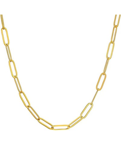 18K Gold Plated Paperclip Chain Necklace for Women 3.0MM Gold Chain Necklace, Link Chain Necklaces for Women Men Unisex Multi...