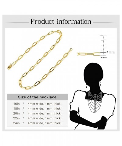 18K Gold Plated Paperclip Chain Necklace for Women 3.0MM Gold Chain Necklace, Link Chain Necklaces for Women Men Unisex Multi...