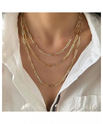 18K Gold Plated Paperclip Chain Necklace for Women 3.0MM Gold Chain Necklace, Link Chain Necklaces for Women Men Unisex Multi...