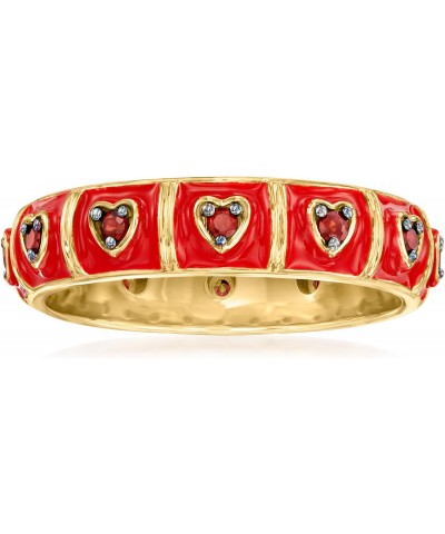 0.20 ct. t.w. Garnet and Red Enamel Heart Ring in 18kt Gold Over Sterling $33.60 Rings