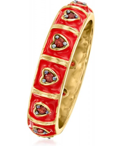 0.20 ct. t.w. Garnet and Red Enamel Heart Ring in 18kt Gold Over Sterling $33.60 Rings