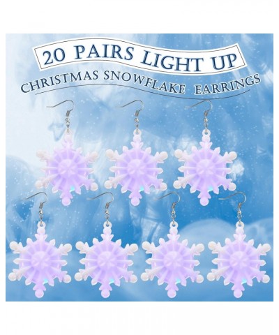 20 Pairs Snowflake Earrings for Women Christmas Earrings Dangle LED Light up Charm Glow in the Dark Earring Jewelry for Girls...