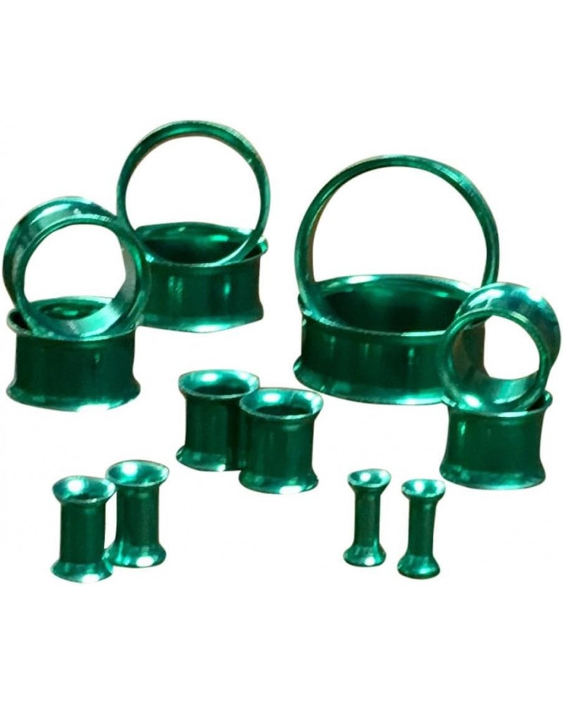 PAIR of Green Titanium Anodized Double Flare Tunnels Plugs Earlets Gauges Body Jewelry 1/2" (12mm) $9.15 Body Jewelry