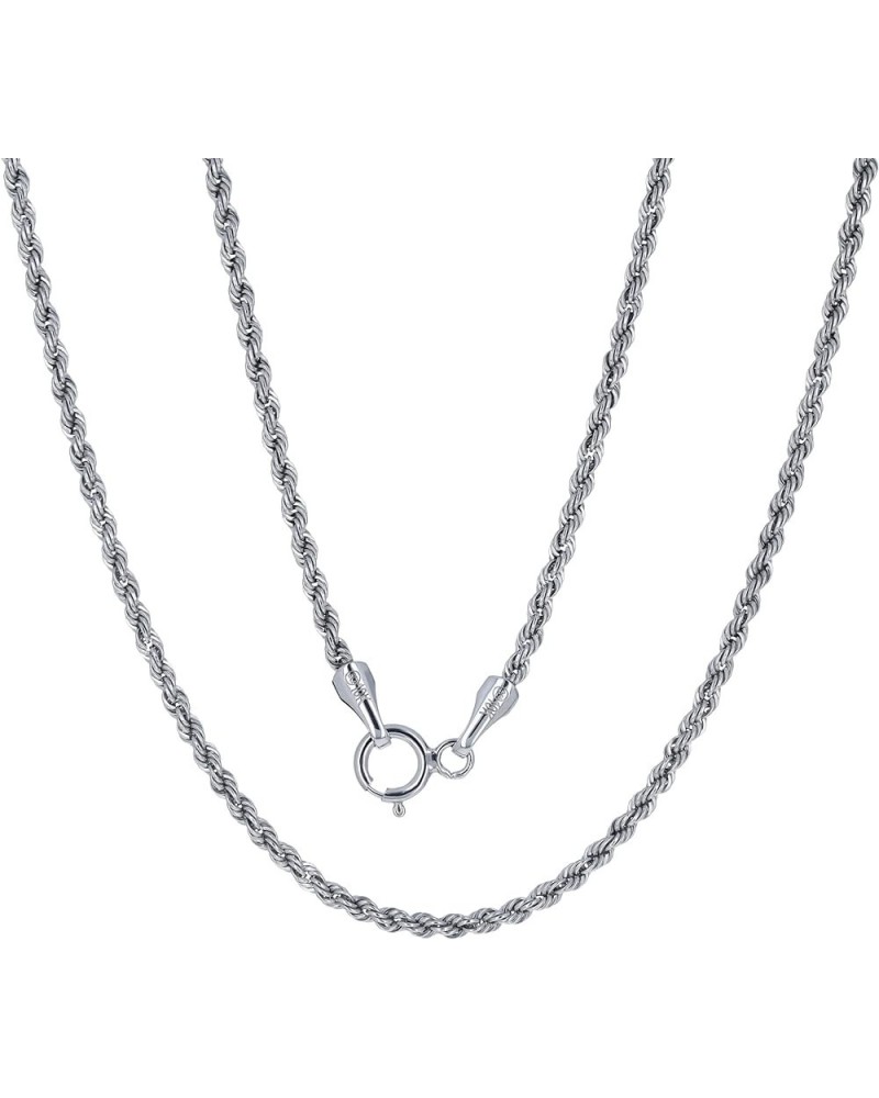 10k White Gold Dainty 1.5mm Rope Chain Diamond Cut Womens Pendant Necklace, 14" 16" 18" 20" 22" 24" 26 22 $43.20 Necklaces