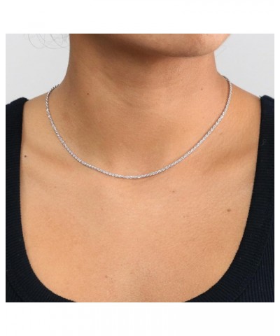 10k White Gold Dainty 1.5mm Rope Chain Diamond Cut Womens Pendant Necklace, 14" 16" 18" 20" 22" 24" 26 22 $43.20 Necklaces