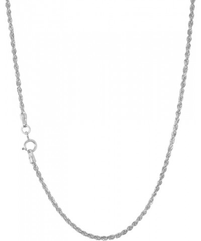 10k White Gold Dainty 1.5mm Rope Chain Diamond Cut Womens Pendant Necklace, 14" 16" 18" 20" 22" 24" 26 22 $43.20 Necklaces